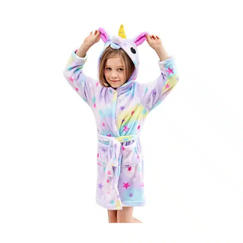 Halat de baie pentru copii, model unicorn
