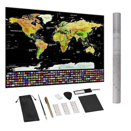 Harta lumii razuibila 82×59 cm, accesorii incluse