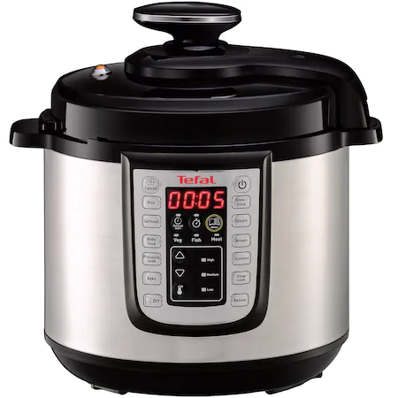 Oala sub presiune electrica Tefal One Pot, 1200W, 6L, 25 de programe, pastrare la cald, negru