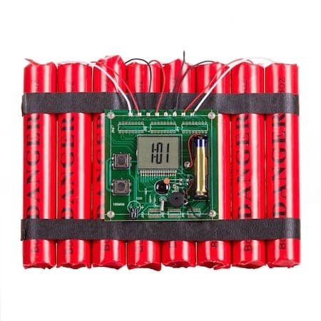 Ceas in forma de dinamita cu alarma, 21 x 17 cm