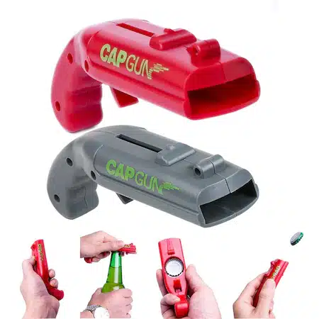 Set 2 pistoale deschizatoare de bere cu lansator, gri/rosu