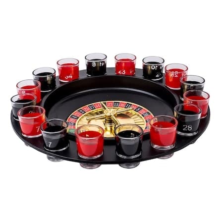 Joc ruleta cu 16 pahare de shot, rosu/negru
