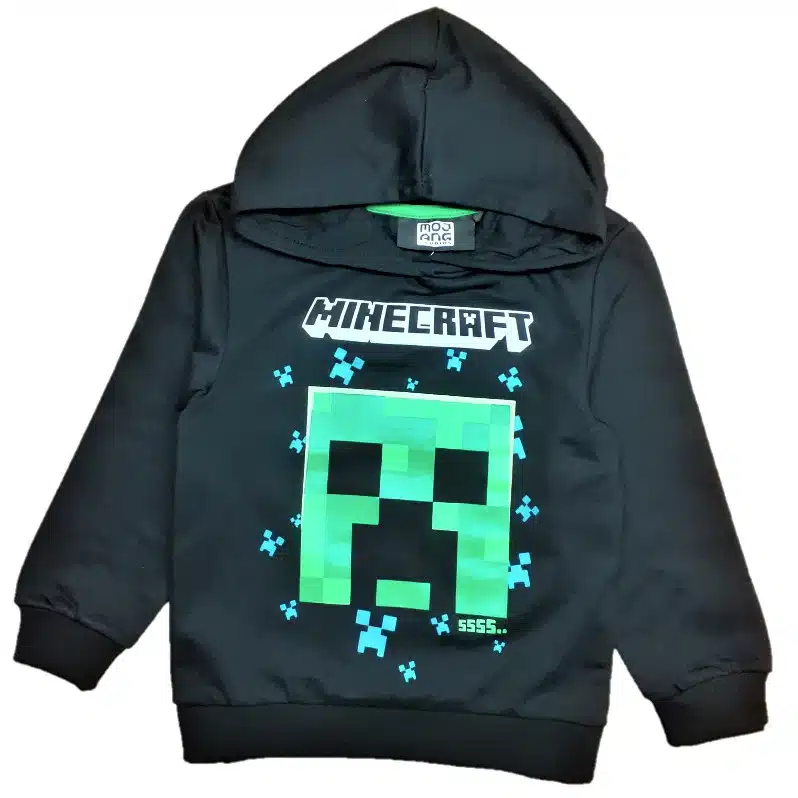 Hanorac Minecraft cu model creeper, negru