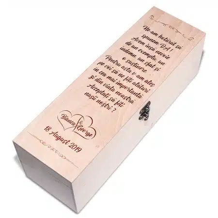 Cutie pentru sticla personalizata cu mesaj pentru cerere nasi