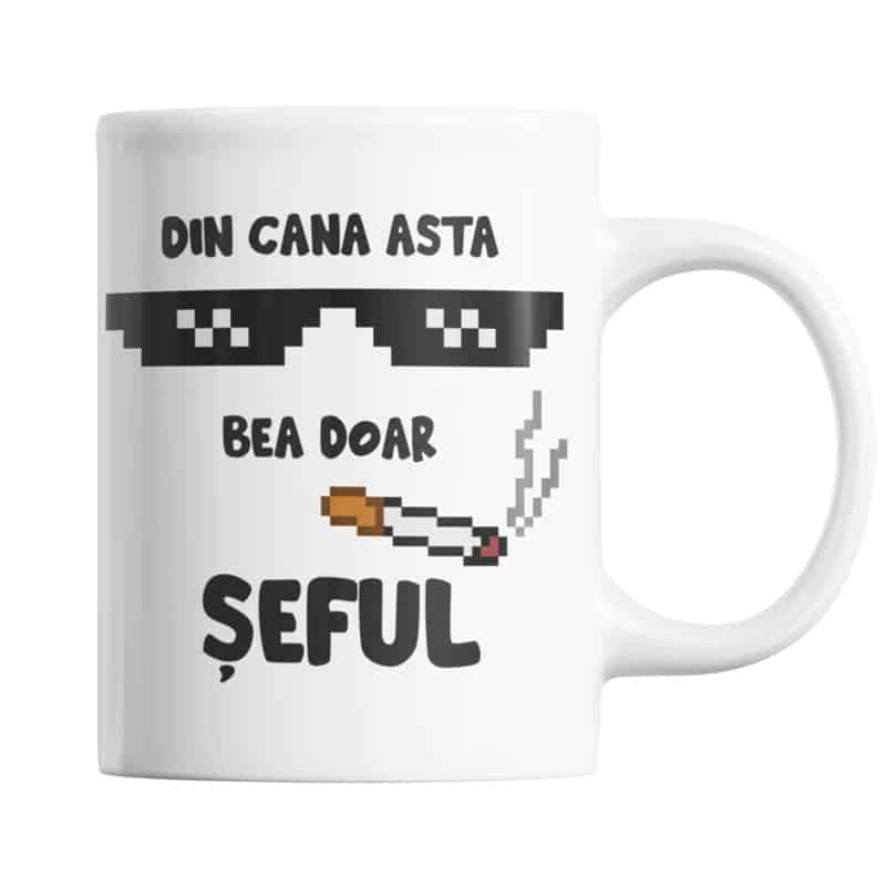 Cana personalizata pentru sef/sefa cu mesaj amuzant