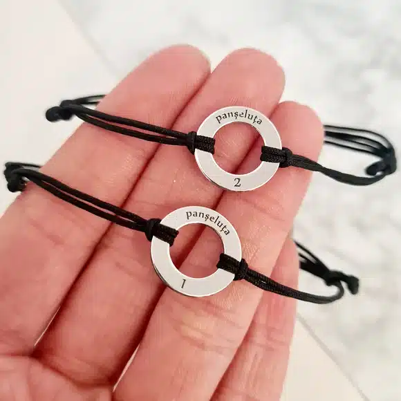 Bratari cuplu din argint, personalizate