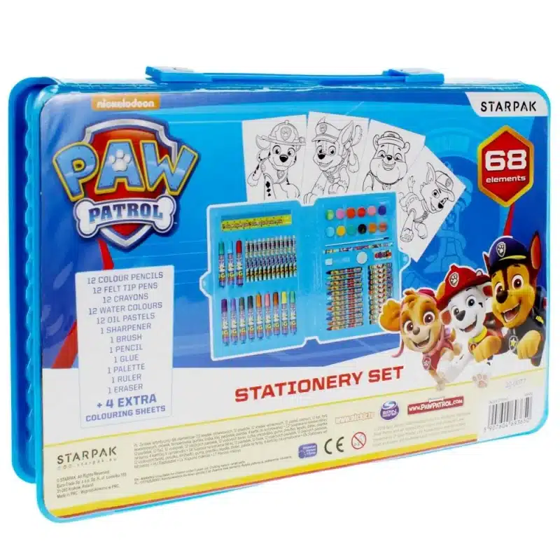 Trusa artistului Paw Patrol cu acuarele si culori, 68 buc.