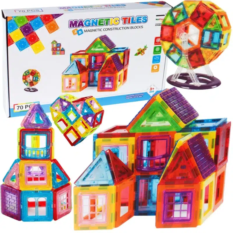 Set inteligent de constructie magnetic cu 70 piese