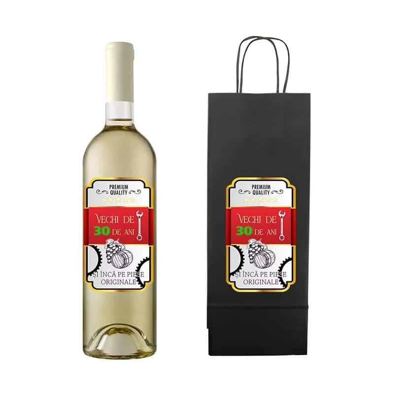 Sticla vin si punga personalizata 30 de ani
