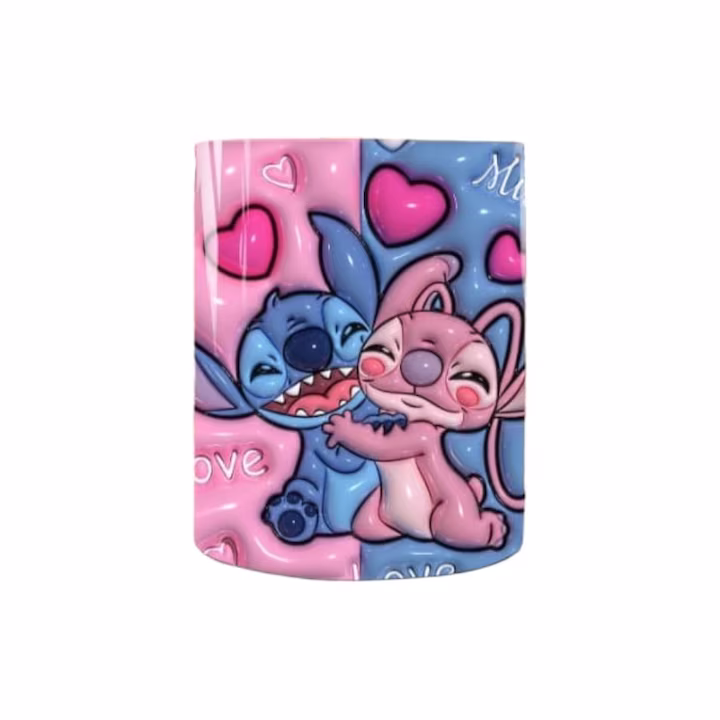 Cana personalizata, Stitch and angel valentine’s day