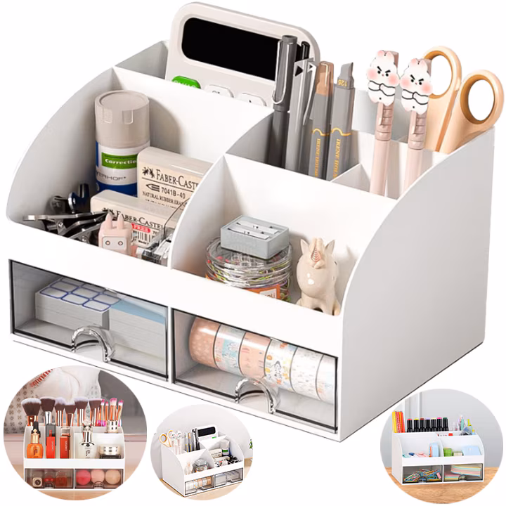 Organizator birou, 6 compartimente, 2 sertare