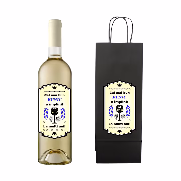 Sticlă de vin personalizată pentru bunic