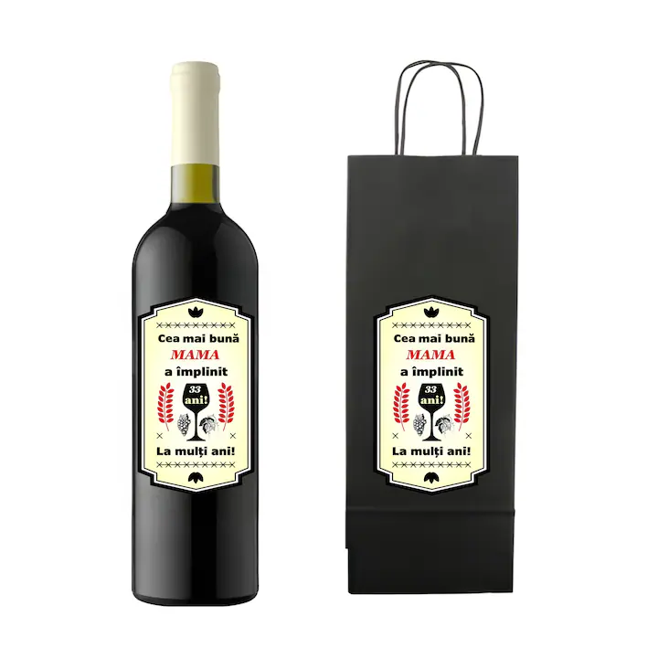 Sticla de vin personalizata „Cea mai buna mama”