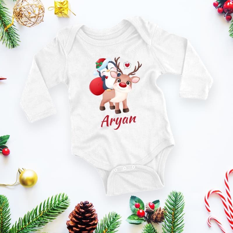 Body personalizat cu nume ren si pinguin