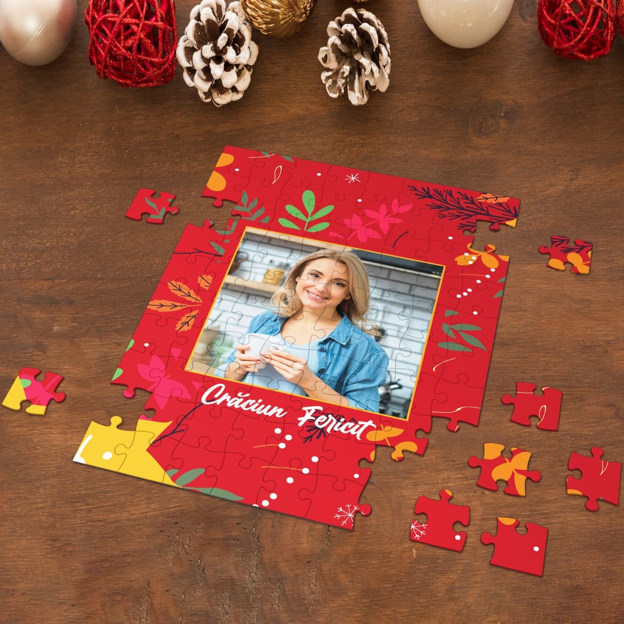 Puzzle personalizat cu 1 fotografie de Craciun si text