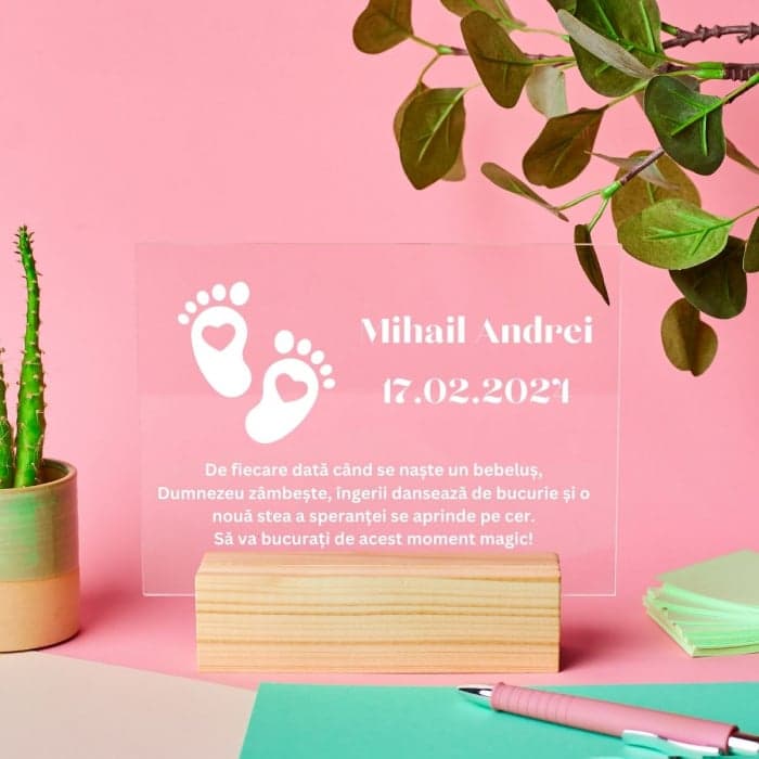 Placheta personalizata pentru nou nascut
