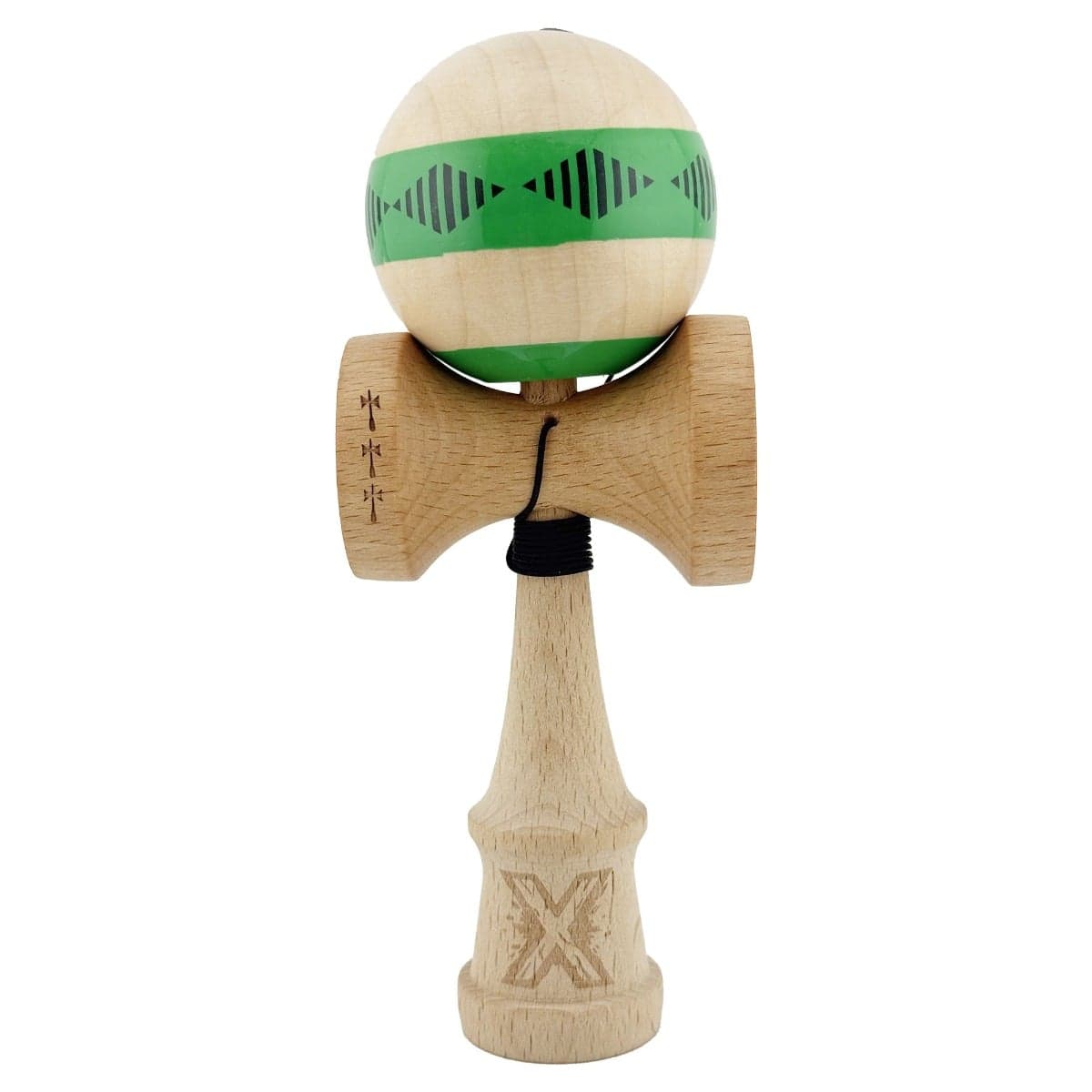 Jucarie de indemanare din lemn, kendama X, frequency flippy, super sticky, 18 cm, verde