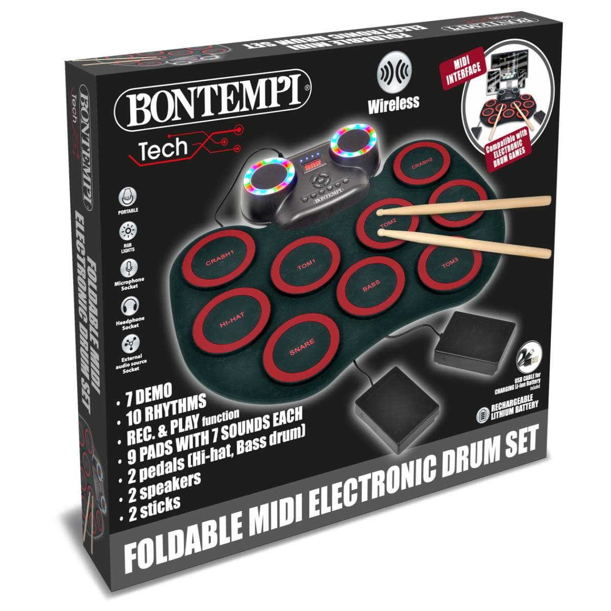 Set de tobe electronice portabile si pliabile, bontempi tech