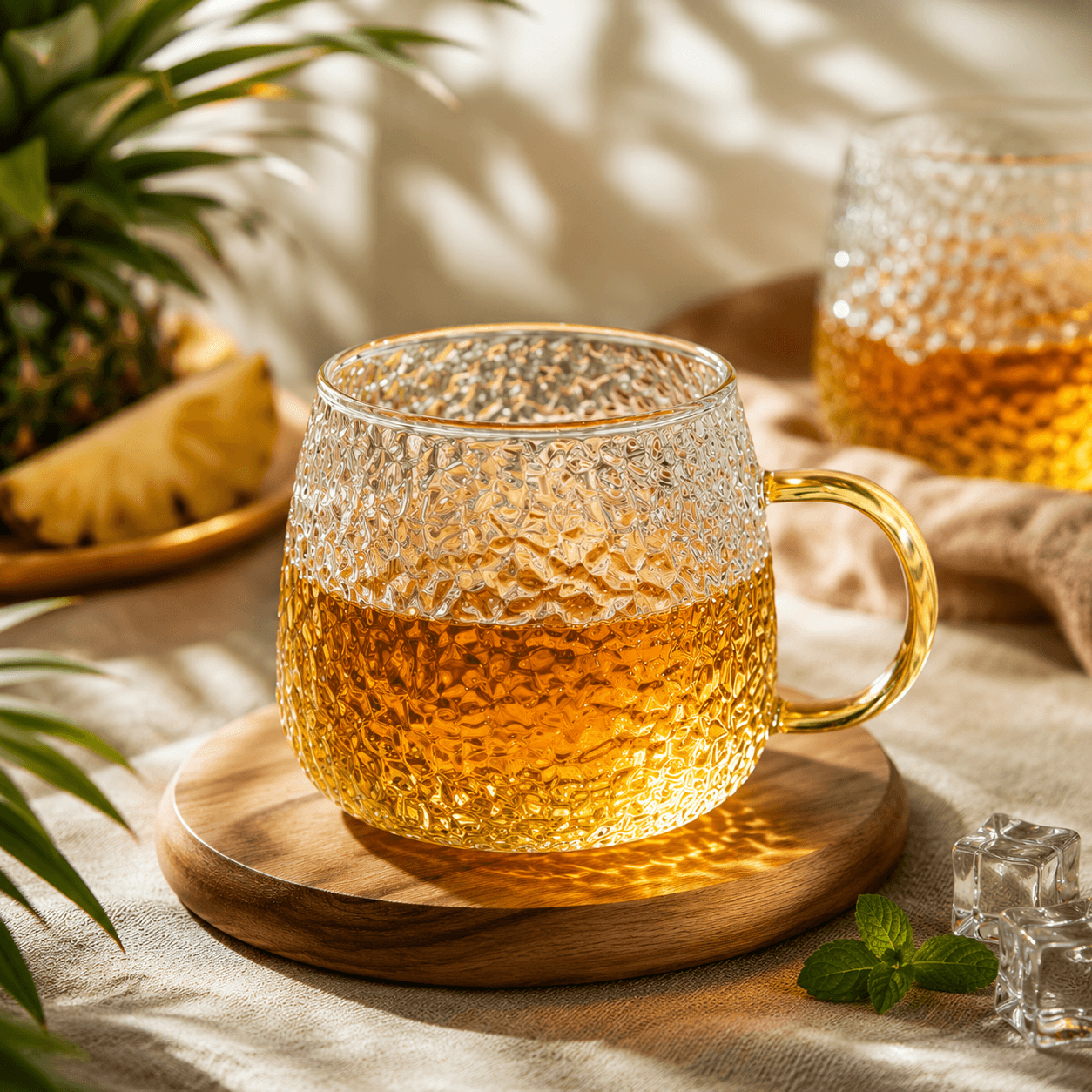 Cana ananas cu maner transparent