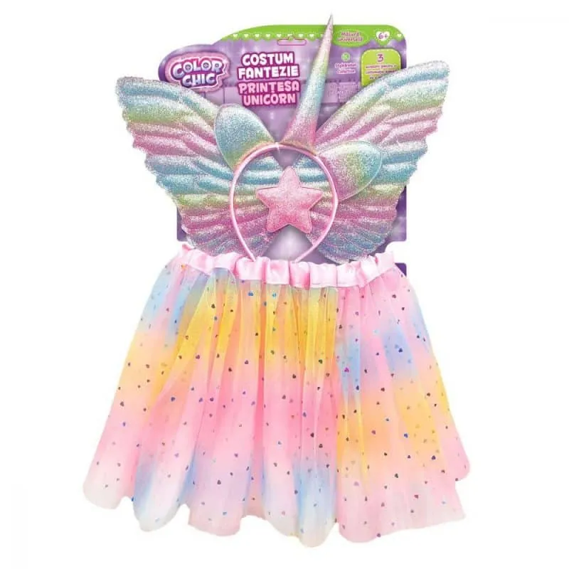 Costum de prințesă-unicorn pentru fetițe