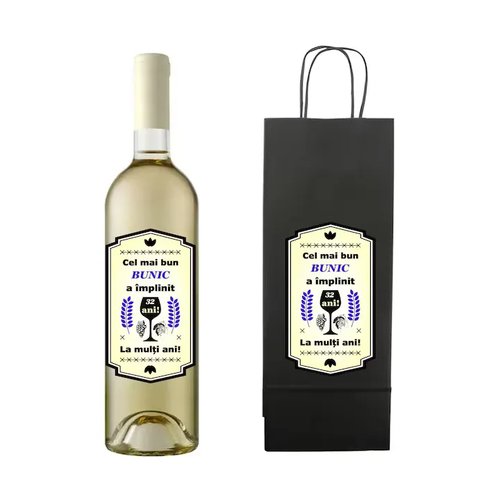 Sticlă de vin personalizată pentru bunic