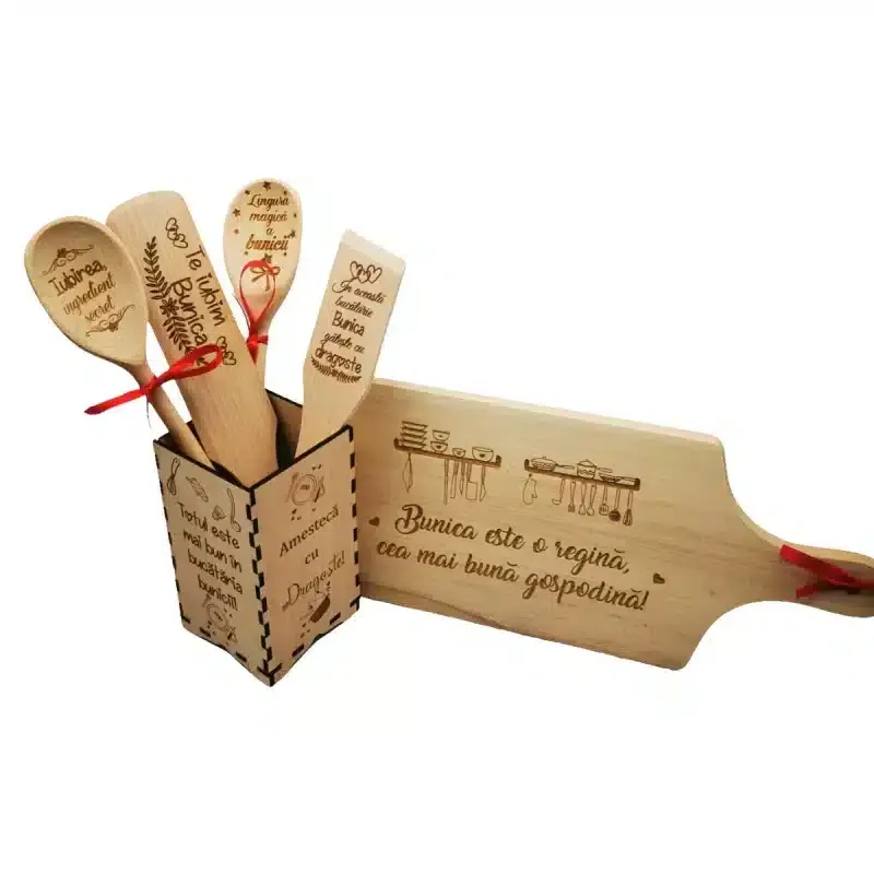Set de bucătărie personalizat „Bunica este o regină, cea mai bună gospodină”