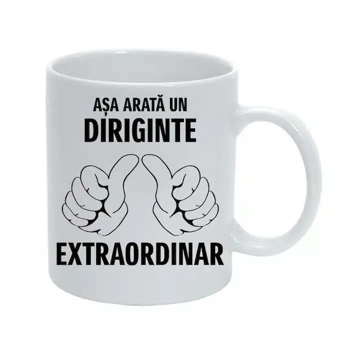 Cană personalizată Vlatud „Așa arată un diriginte extraordinar”, 330 ml