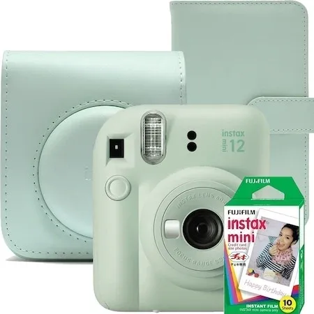 Aparat foto instant Fujifilm Instax Mini 12 cu husă și film