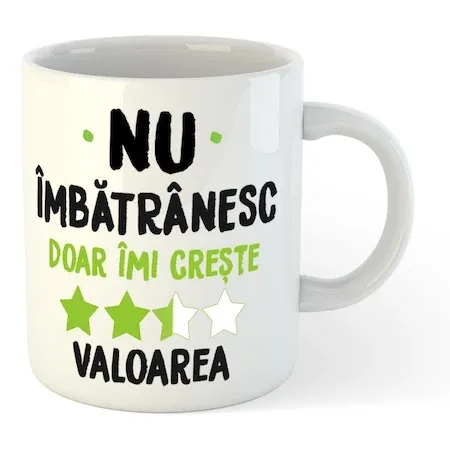 Cană personalizată «Nu îmbătrânesc, doar îmi crește valoarea», 330 ml