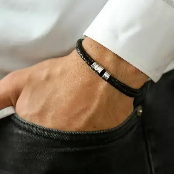 Brățară din piele, personalizată cu 3 texte