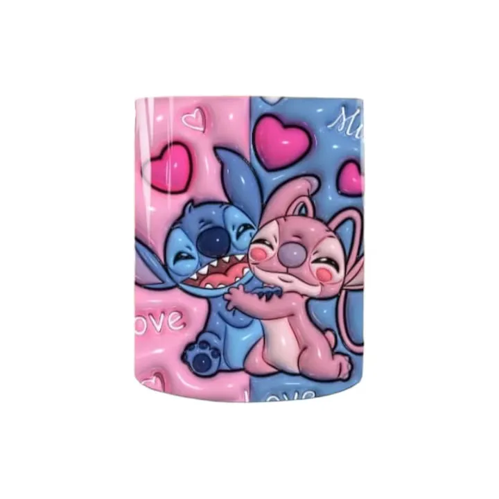 Cană personalizată cu Stitch și Angel, de Valentine's Day