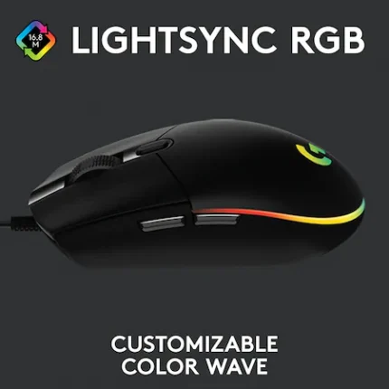 Mouse gaming Logitech G102 Lightsync, 8000 DPI, RGB, negru